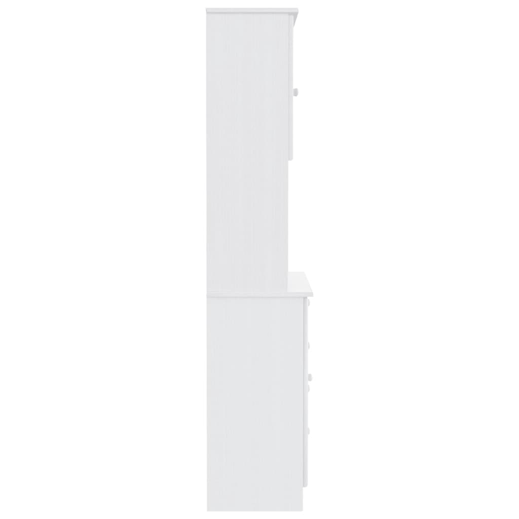Highboard ALTA Weiß 77x35x165 cm Massivholz Kiefer