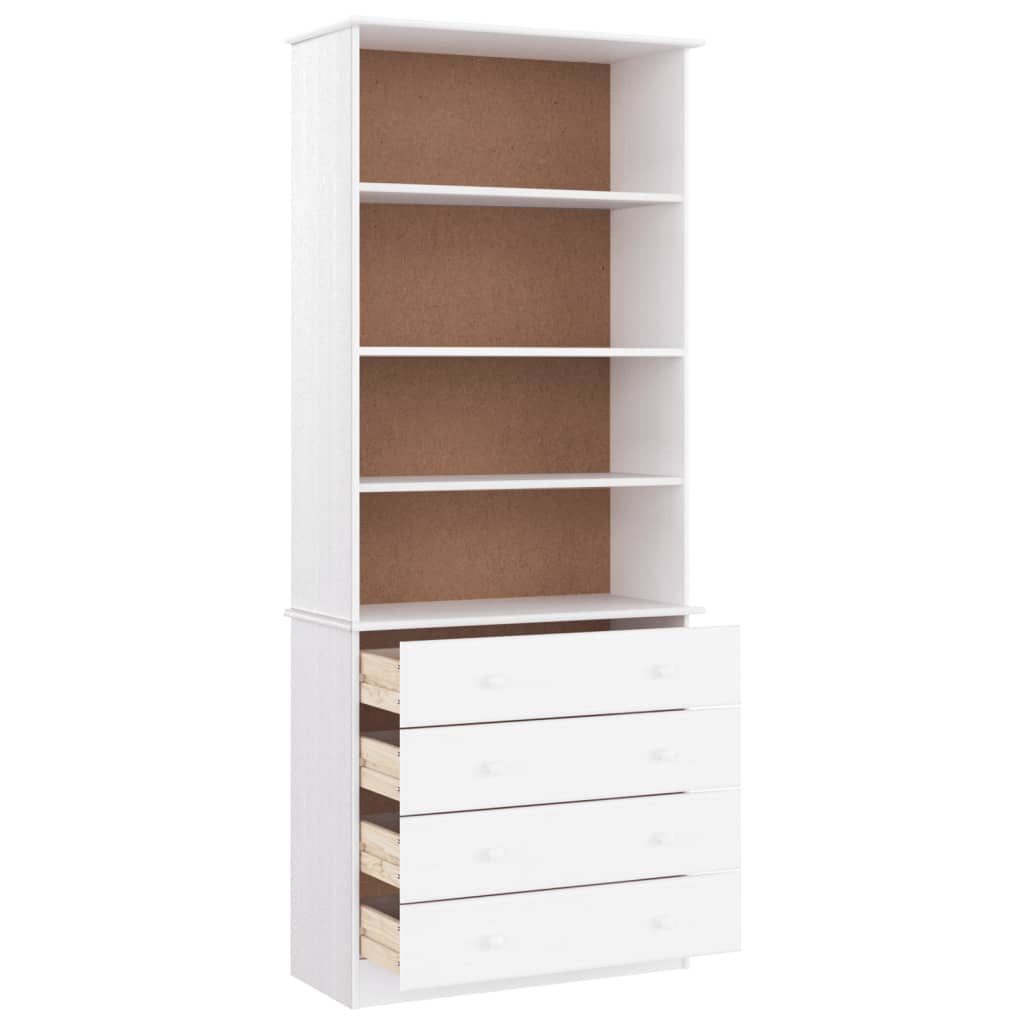 Bücherregal mit Schubladen ALTA Weiß 77x35x186,5 cm Kiefernholz