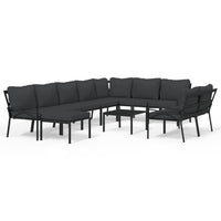 Thumbnail for 11-tlg. Garten-Lounge-Set mit Grauen Kissen Stahl