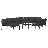 Thumbnail for 11-tlg. Garten-Lounge-Set mit Grauen Kissen Stahl