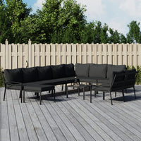 Thumbnail for 11-tlg. Garten-Lounge-Set mit Grauen Kissen Stahl