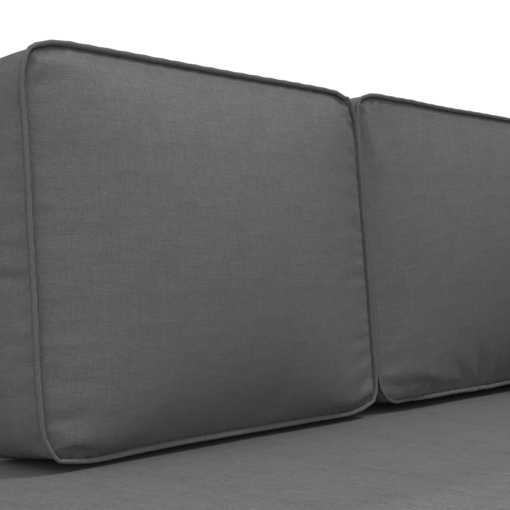 Chaiselongue mit Kissen und Nackenrolle Dunkelgrau Stoff