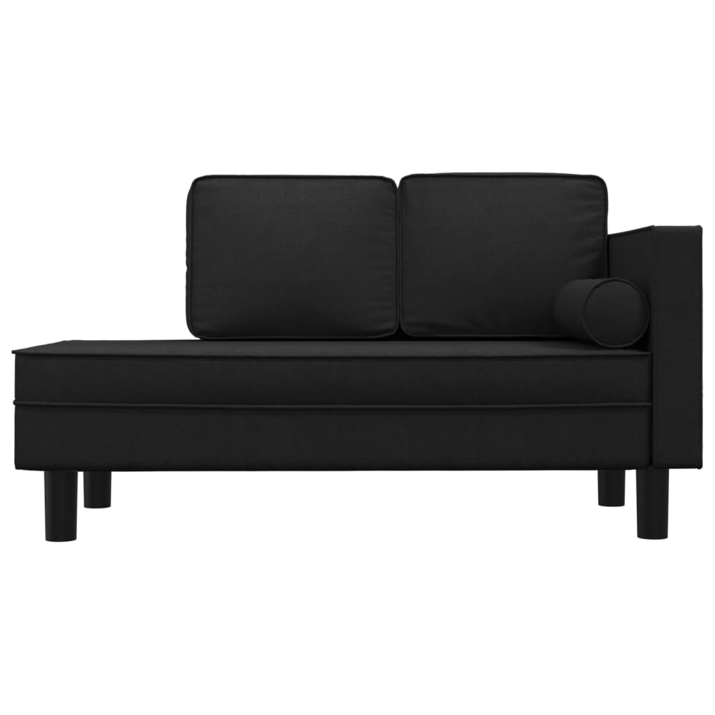 Chaiselongue mit Kissen und Nackenrolle Schwarz Stoff