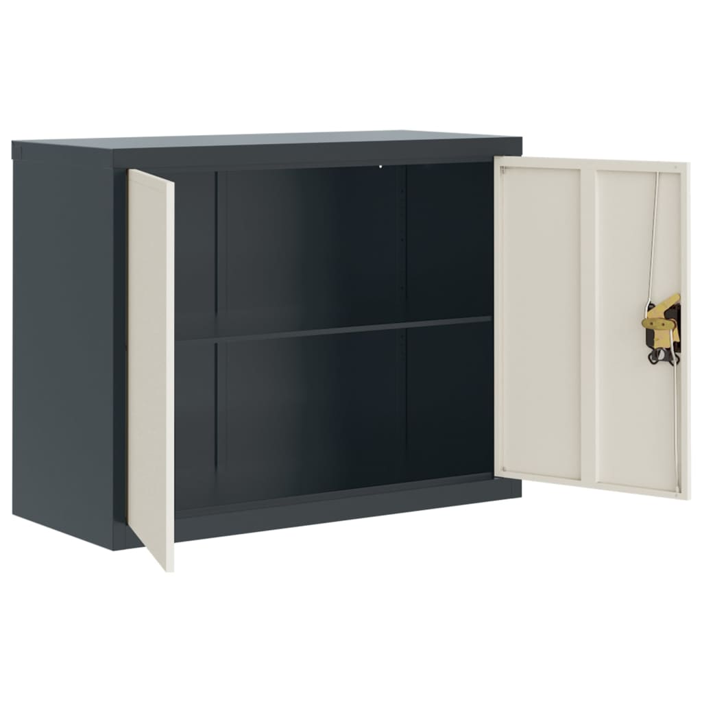 Aktenschrank Anthrazit und Weiß 90x40x70 cm Stahl