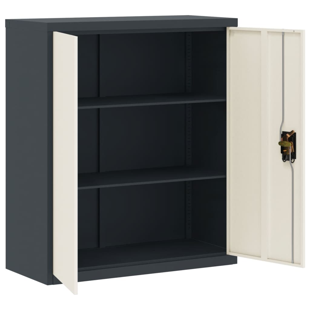 Aktenschrank Anthrazit und Weiß 90x40x105 cm Stahl