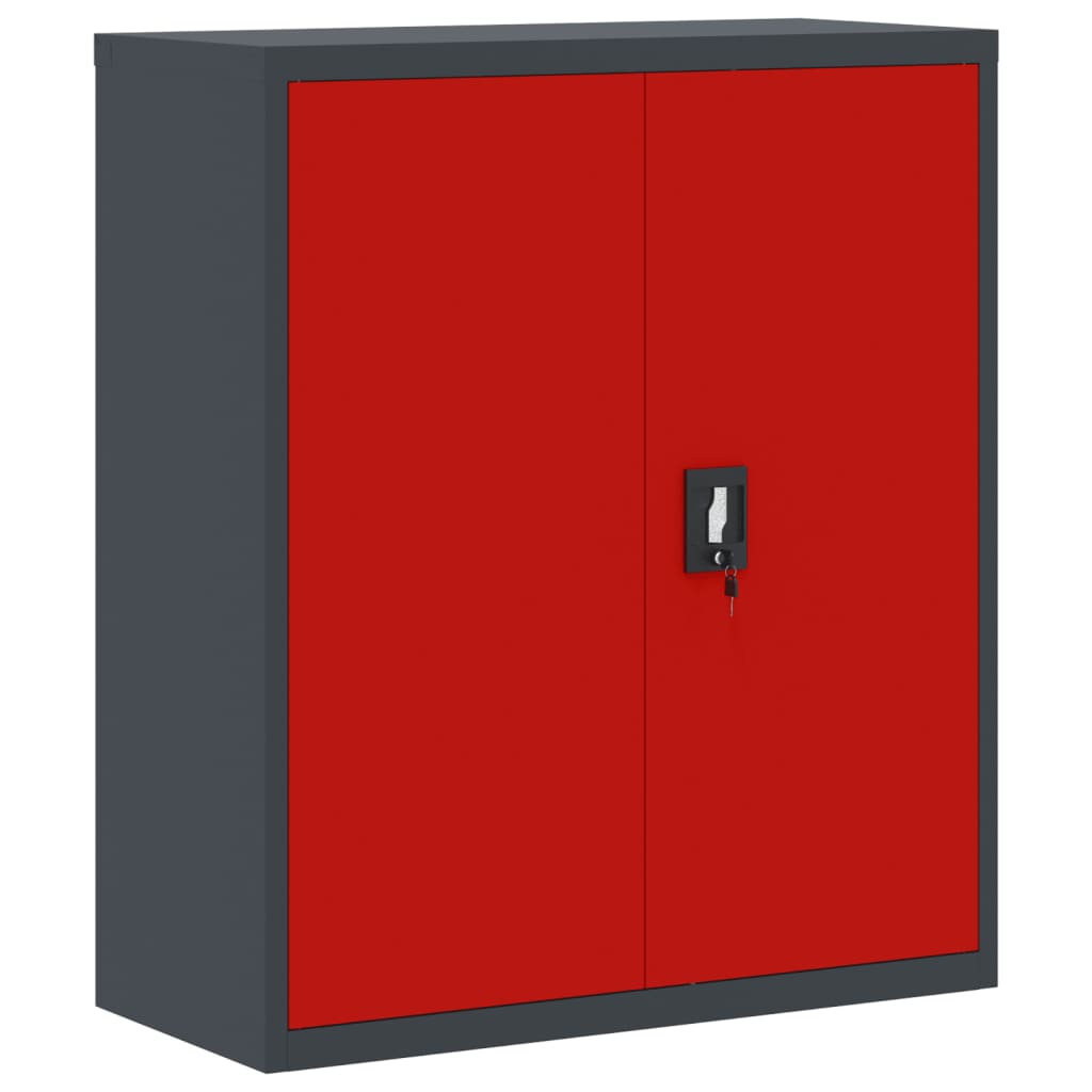 Aktenschrank Anthrazit und Rot 90x40x105 cm Stahl