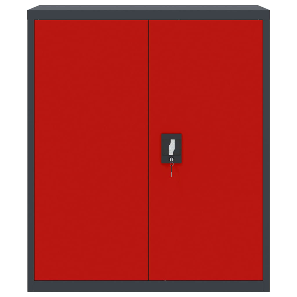Aktenschrank Anthrazit und Rot 90x40x105 cm Stahl