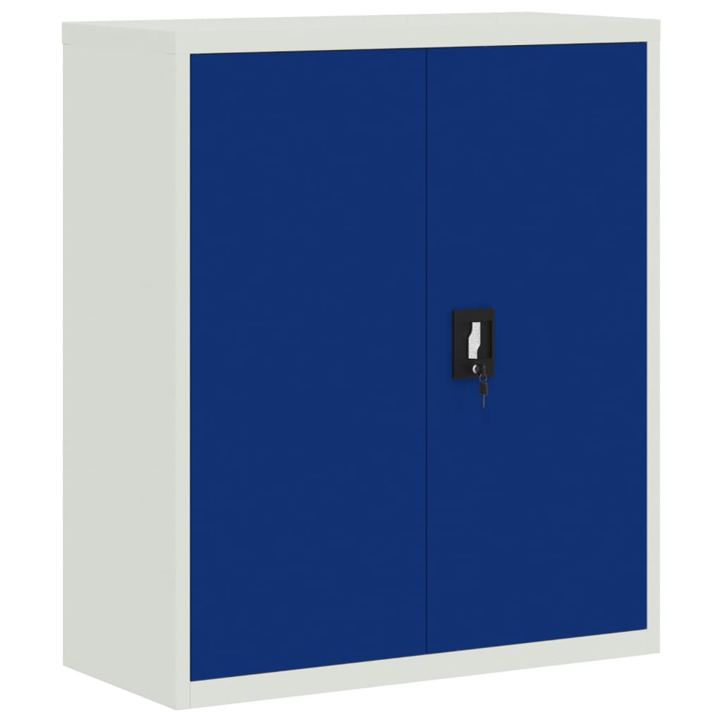 Aktenschrank Hellgrau und Blau 90x40x105 cm Stahl