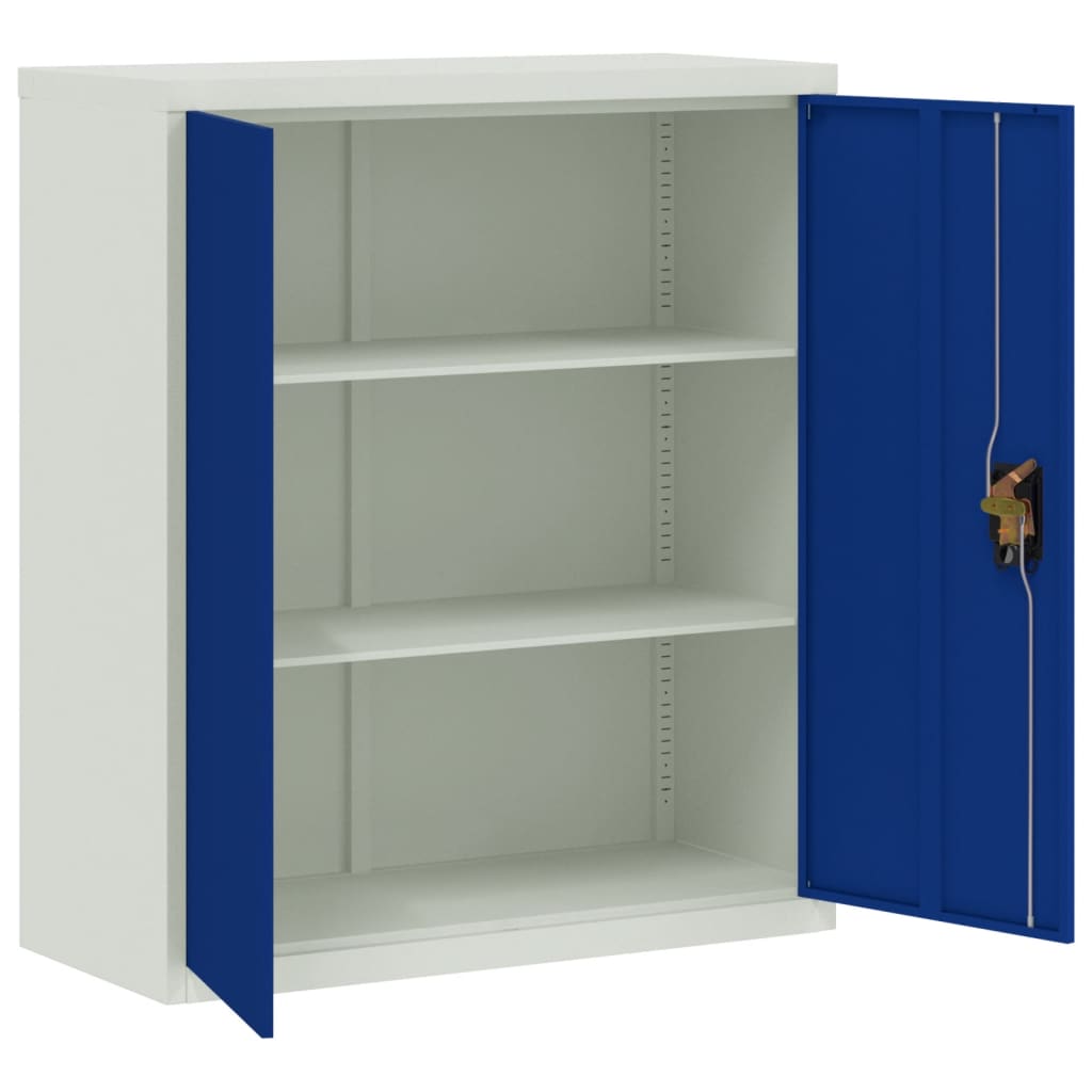 Aktenschrank Hellgrau und Blau 90x40x105 cm Stahl