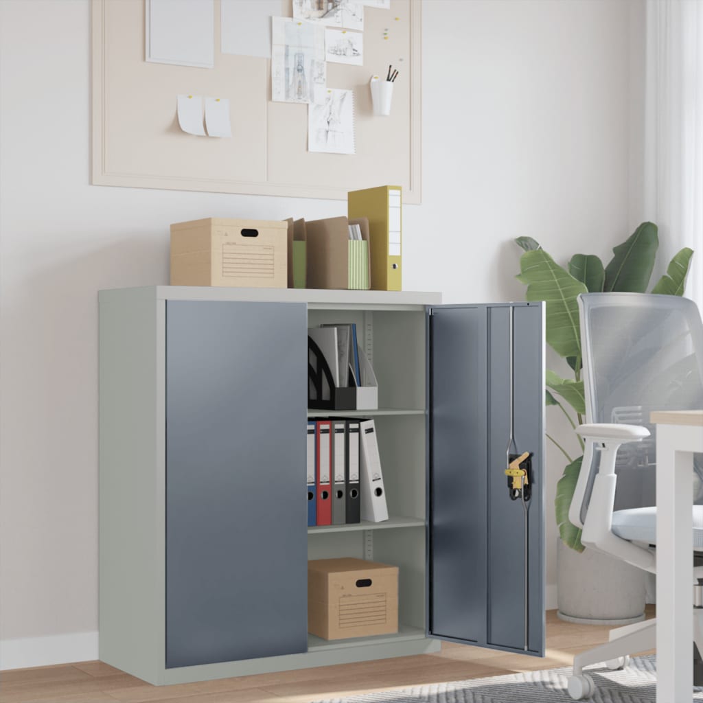 Aktenschrank Hellgrau und Dunkelgrau 90x40x105 cm Stahl