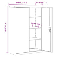 Thumbnail for Aktenschrank Weiß 90x40x140 cm Stahl