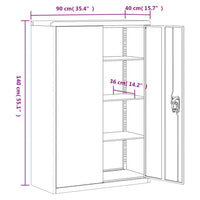 Thumbnail for Aktenschrank Schwarz 90x40x140 cm Stahl