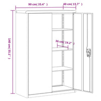 Thumbnail for Aktenschrank Anthrazit und Weiß 90x40x140 cm Stahl