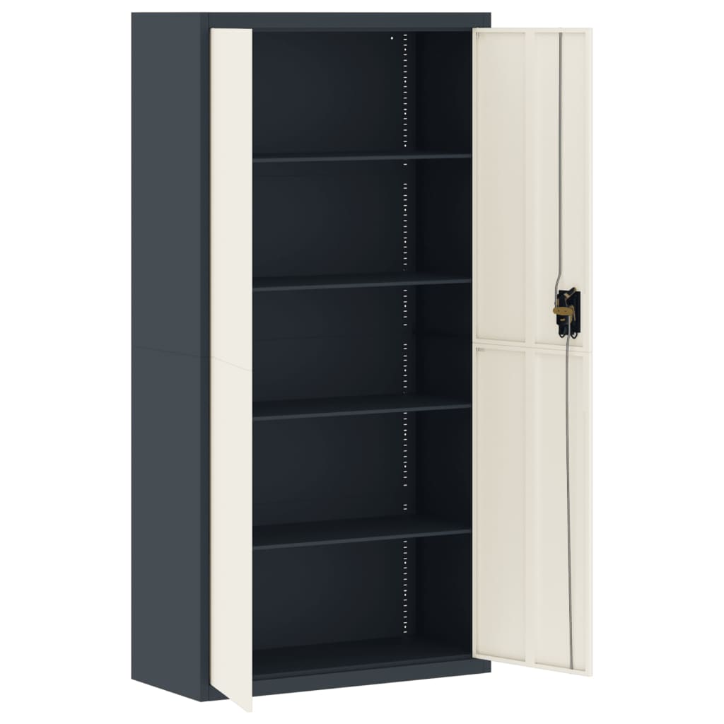 Aktenschrank Anthrazit und Weiß 90x40x180 cm Stahl