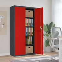Thumbnail for Aktenschrank Anthrazit und Rot 90x40x180 cm Stahl