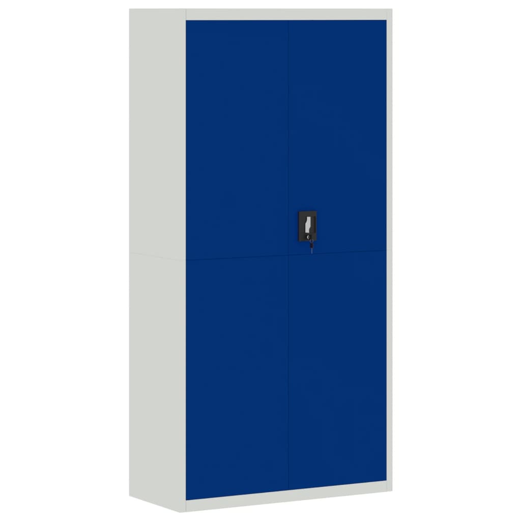 Aktenschrank Hellgrau und Blau 90x40x180 cm Stahl