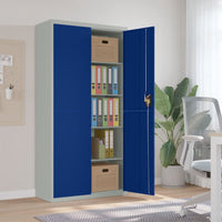 Thumbnail for Aktenschrank Hellgrau und Blau 90x40x180 cm Stahl
