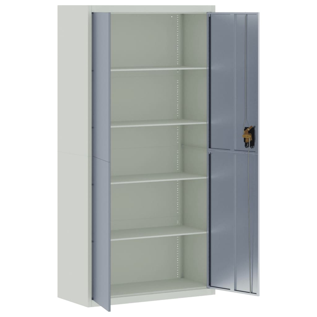 Aktenschrank Hellgrau und Dunkelgrau 90x40x180 cm Stahl