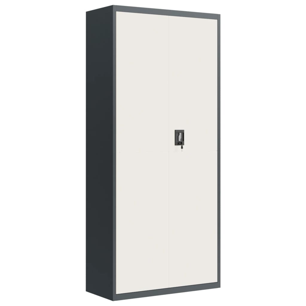 Aktenschrank Anthrazit und Weiß 90x40x200 cm Stahl