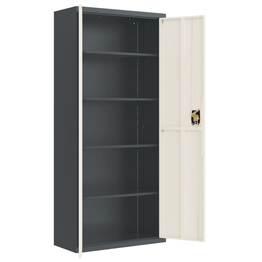 Aktenschrank Anthrazit und Weiß 90x40x200 cm Stahl