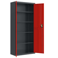 Thumbnail for Aktenschrank Anthrazit und Rot 90x40x200 cm Stahl