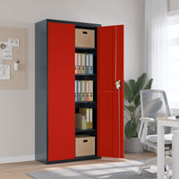 Thumbnail for Aktenschrank Anthrazit und Rot 90x40x200 cm Stahl