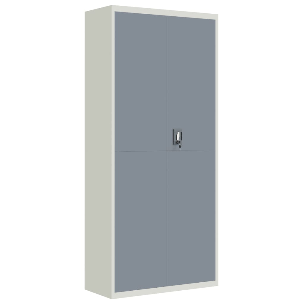Aktenschrank Hellgrau und Dunkelgrau 90x40x200 cm Stahl