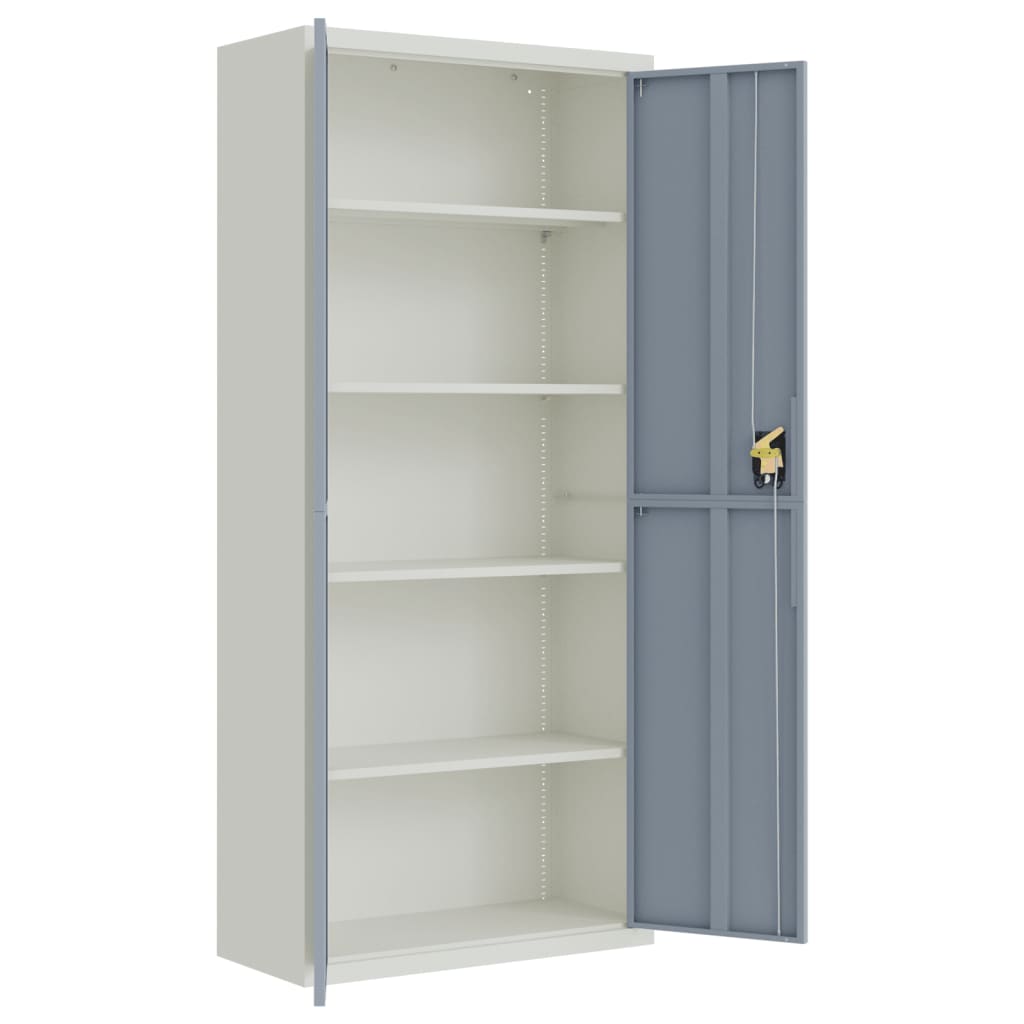 Aktenschrank Hellgrau und Dunkelgrau 90x40x200 cm Stahl