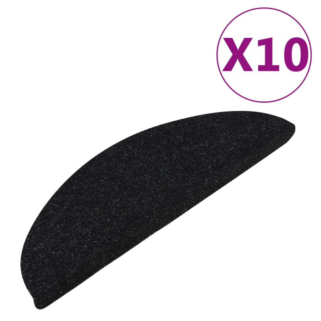Stufenmatten Selbstklebend 10 Stk. Schwarz 65x22,5x3,5 cm