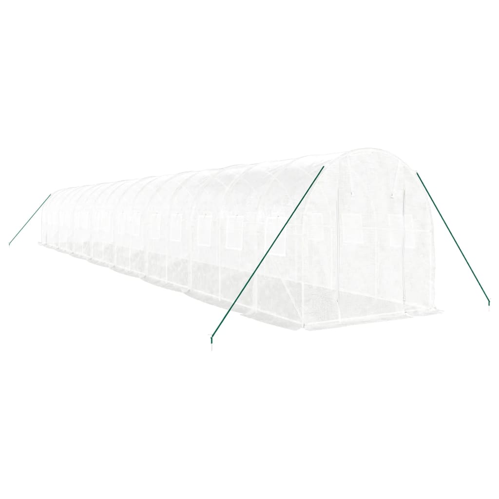 Gewächshaus mit Stahlrahmen Weiß 32 m² 16x2x2 m