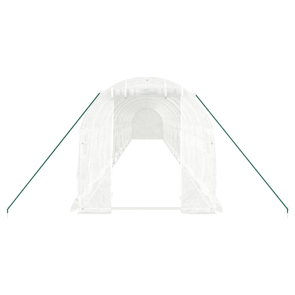 Gewächshaus mit Stahlrahmen Weiß 32 m² 16x2x2 m