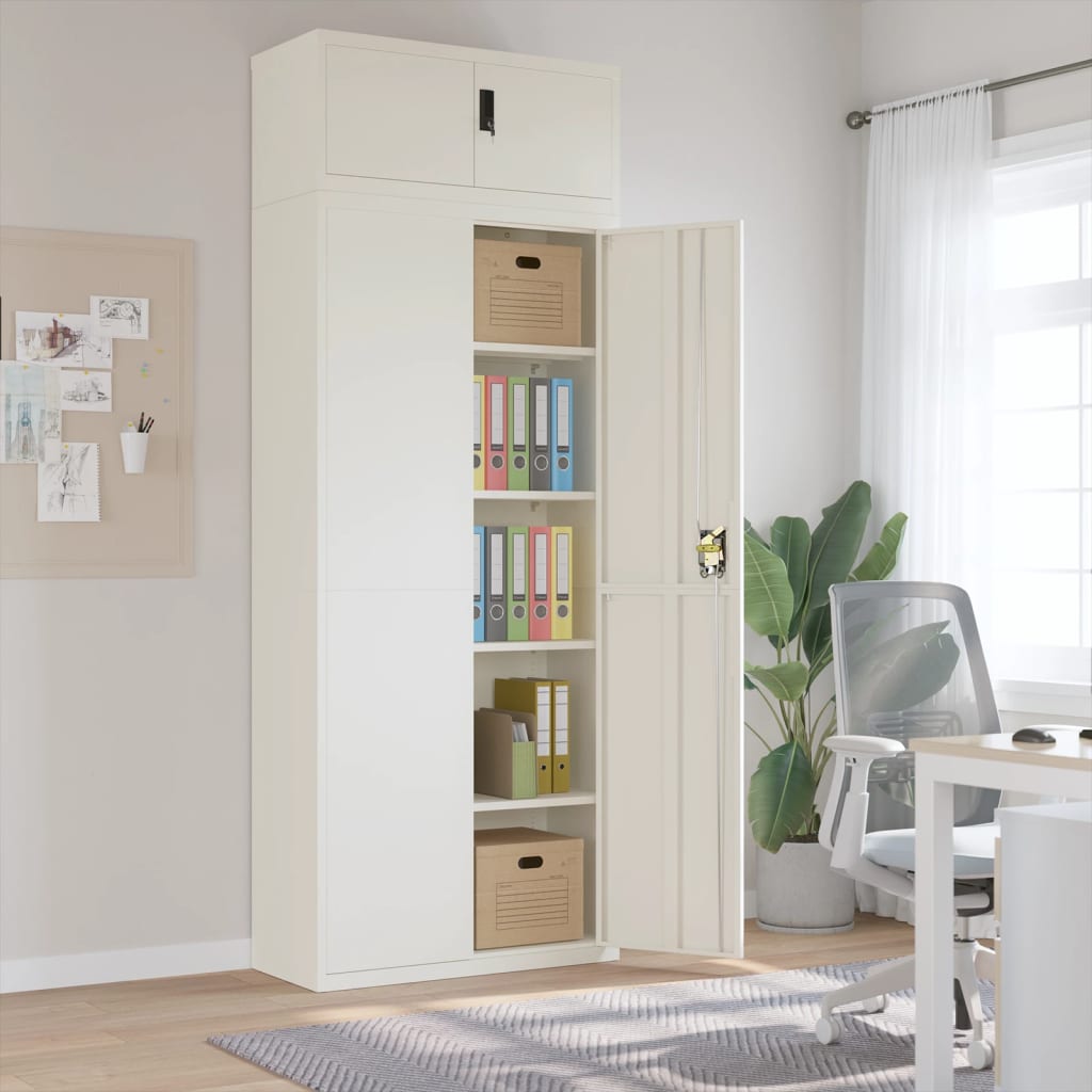 Aktenschrank Weiß 90x40x240 cm Stahl