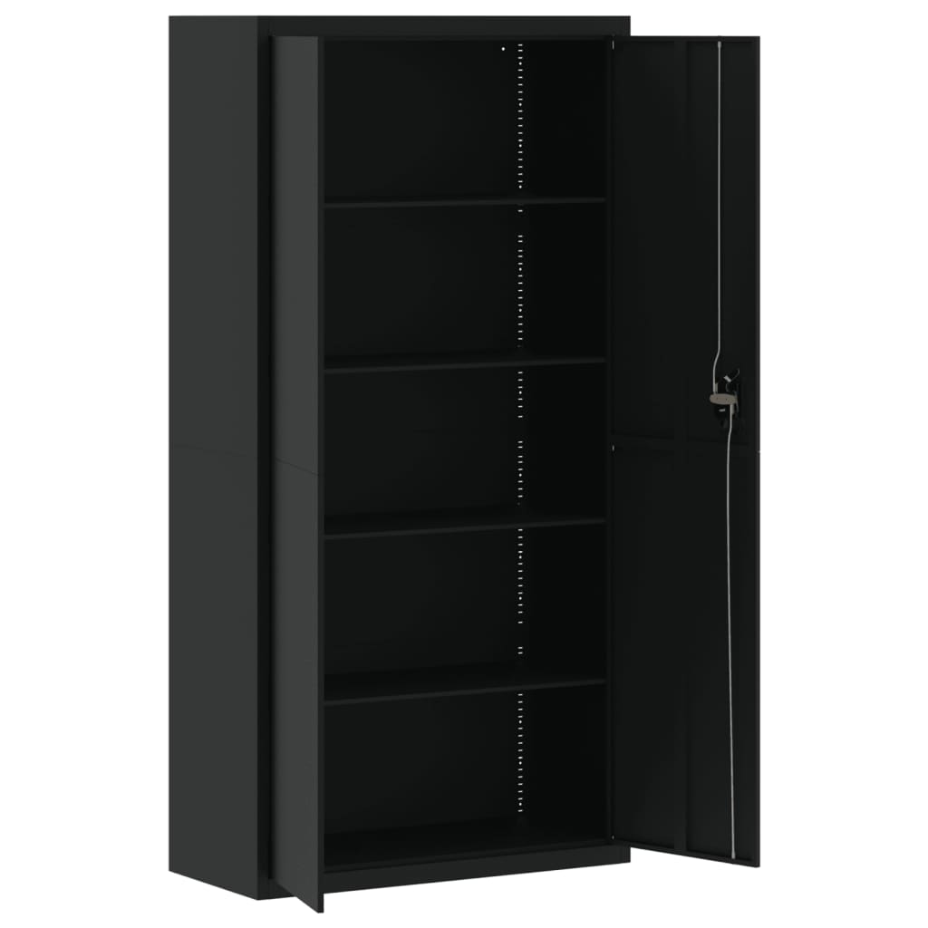 Aktenschrank Schwarz 90x40x220 cm Stahl