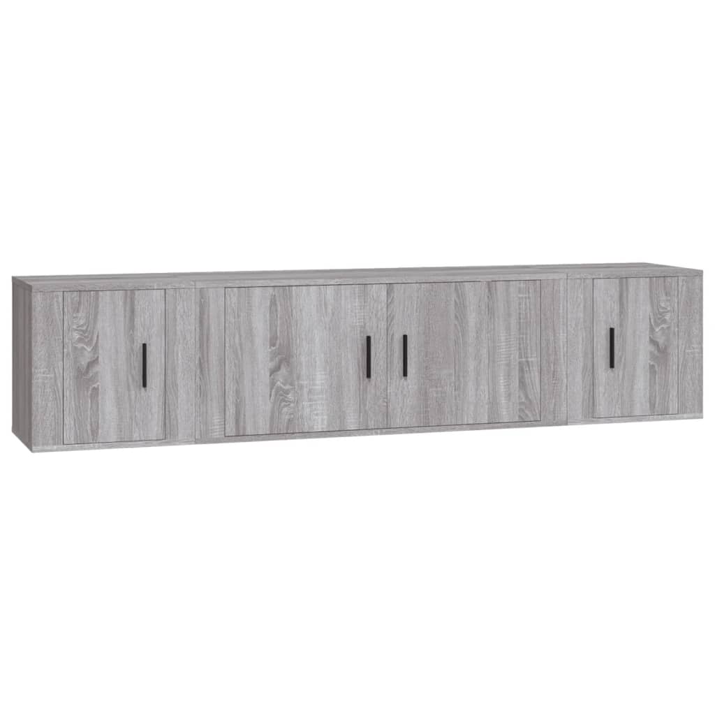3-tlg. TV-Schrank-Set Grau Sonoma Holzwerkstoff