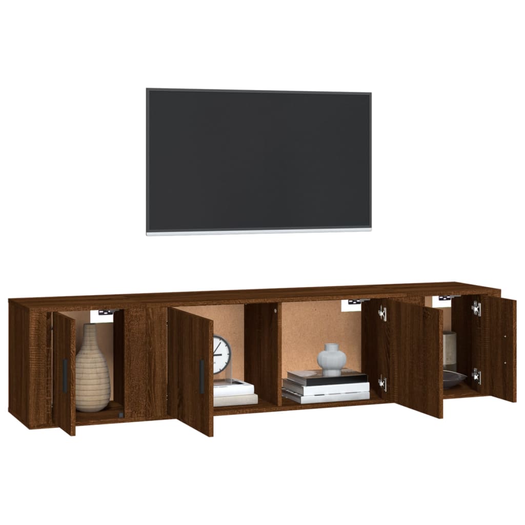 3-tlg. TV-Schrank-Set Braun Eichen-Optik Holzwerkstoff
