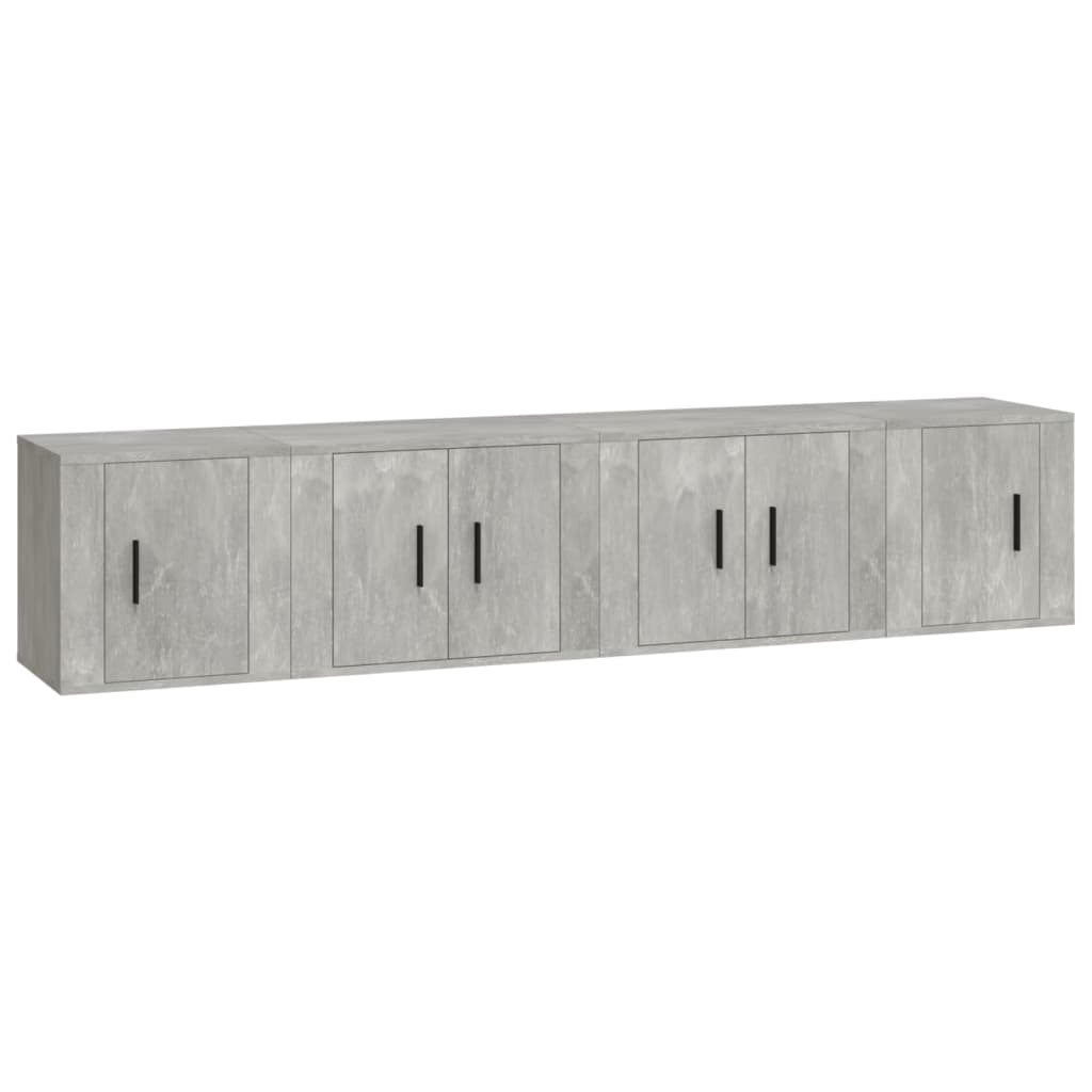 4-tlg. TV-Schrank-Set Betongrau Holzwerkstoff