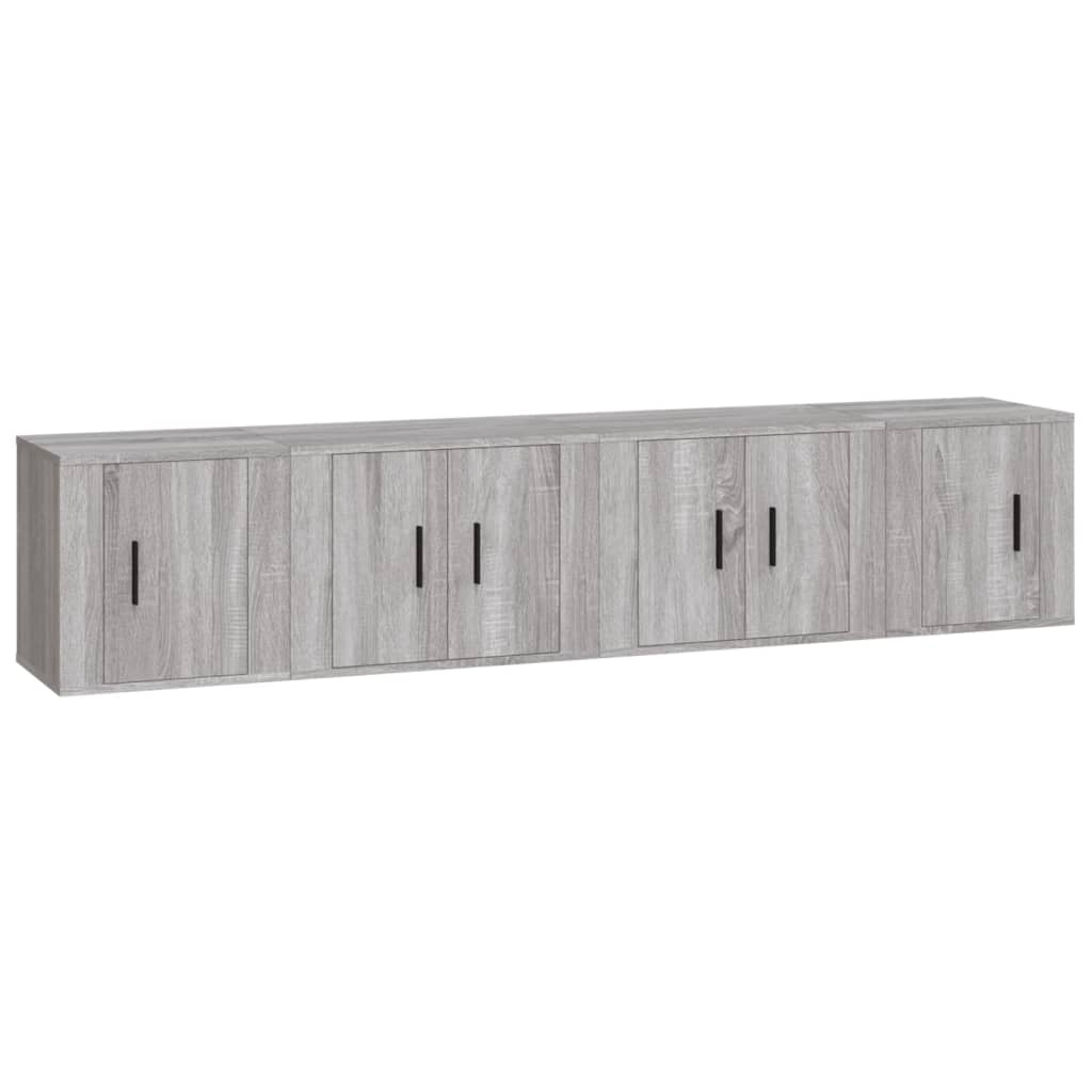 4-tlg. TV-Schrank-Set Grau Sonoma Holzwerkstoff