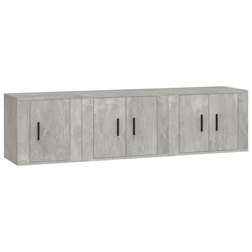 3-tlg. TV-Schrank-Set Betongrau Holzwerkstoff