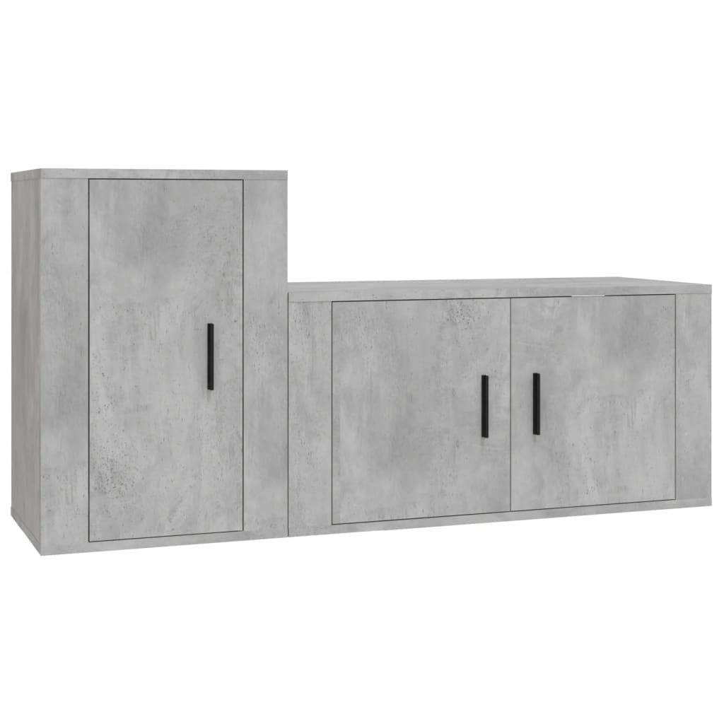 2-tlg. TV-Schrank-Set Betongrau Holzwerkstoff