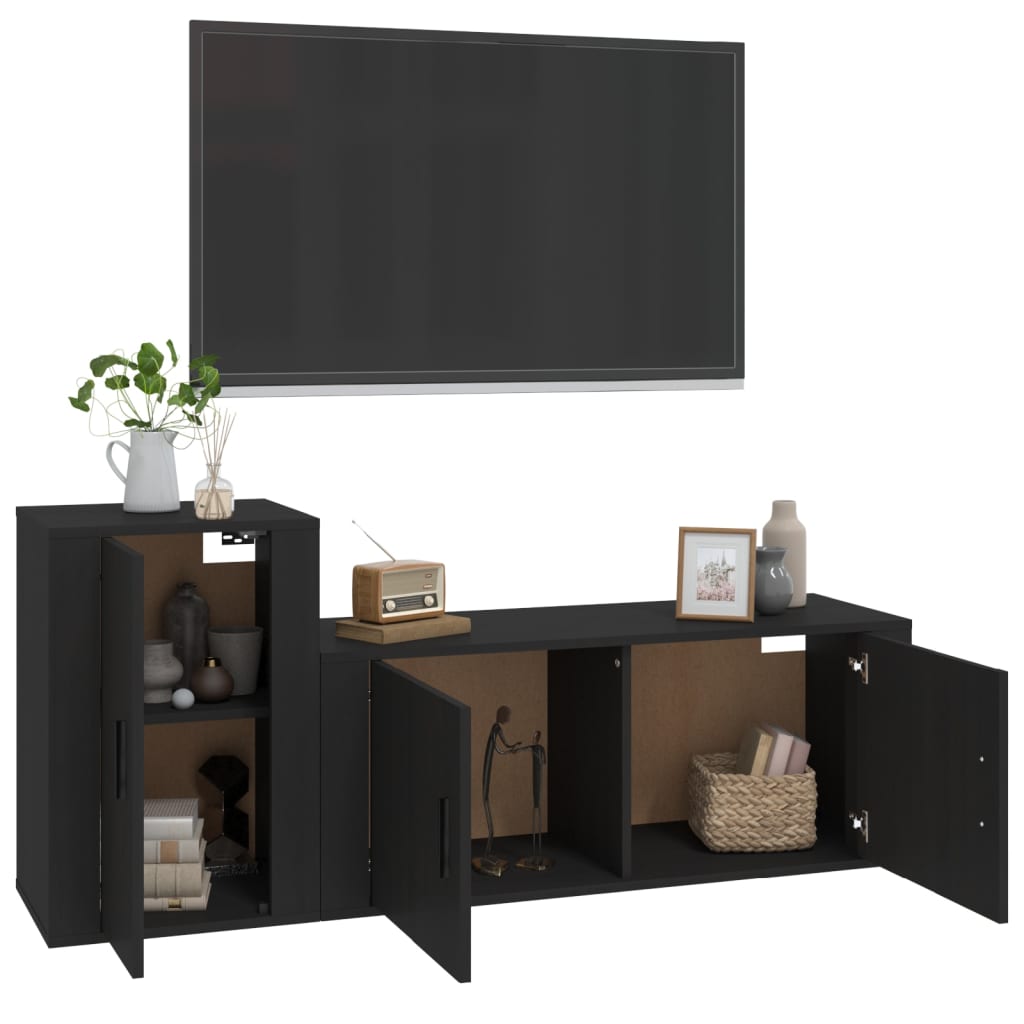 2-tlg. TV-Schrank-Set Schwarz Holzwerkstoff