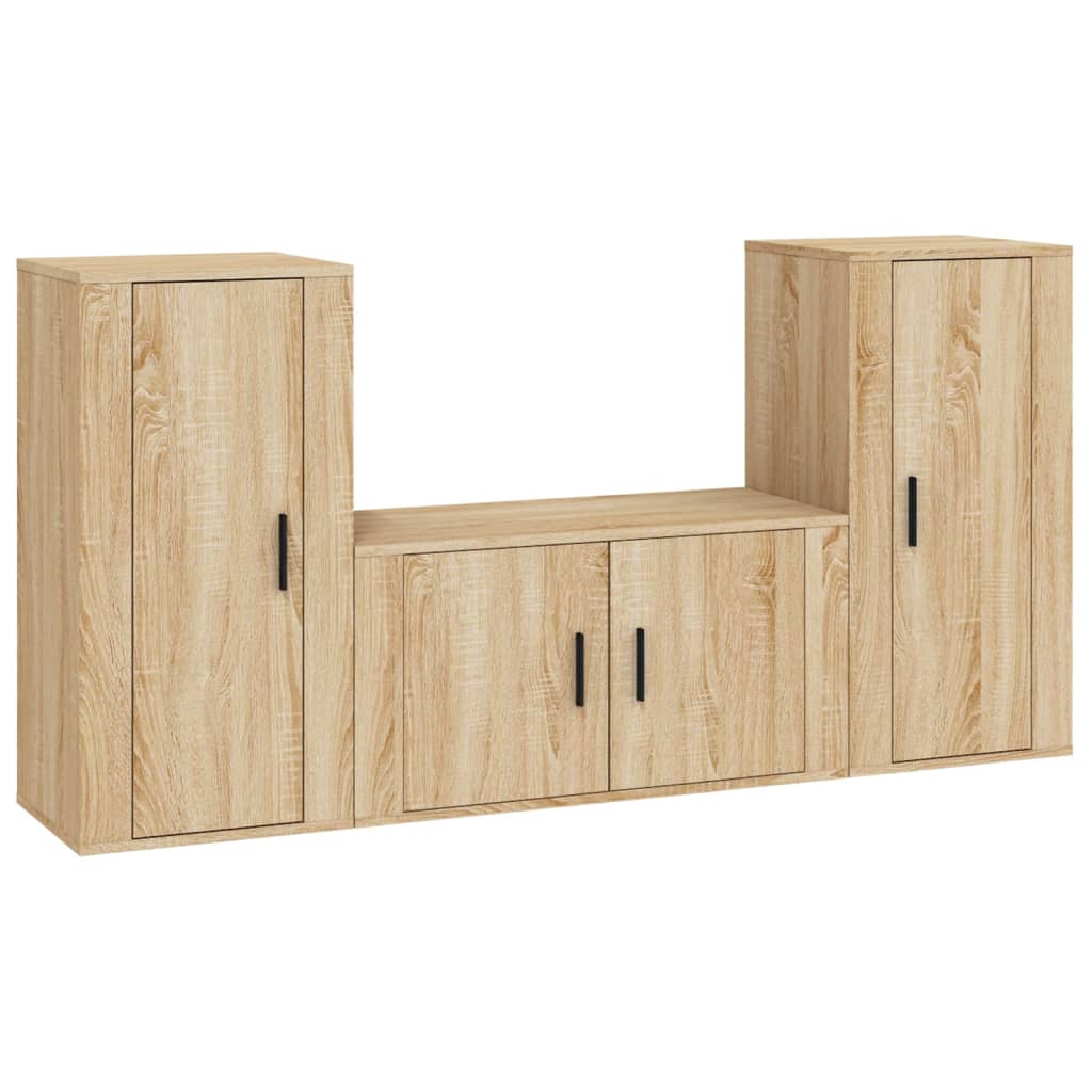 3-tlg. TV-Schrank-Set Sonoma-Eiche Holzwerkstoff