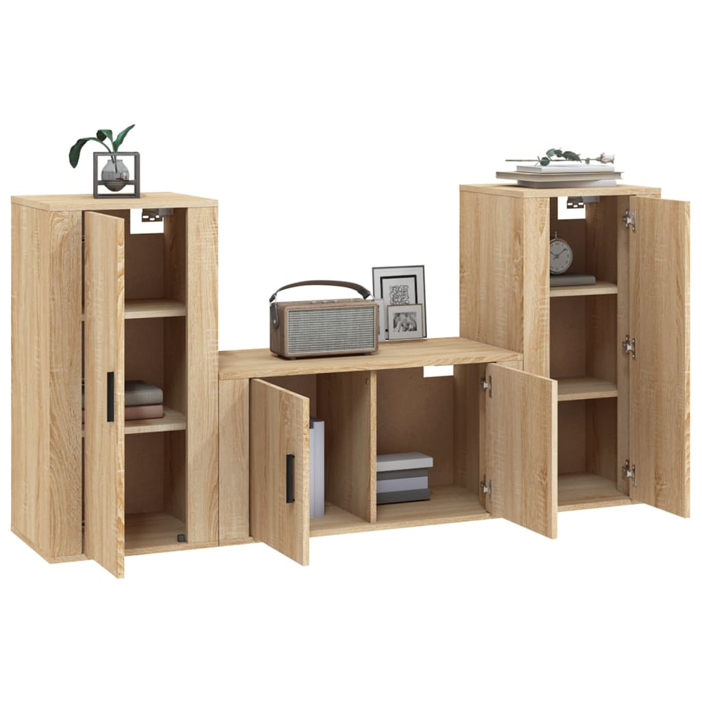 3-tlg. TV-Schrank-Set Sonoma-Eiche Holzwerkstoff