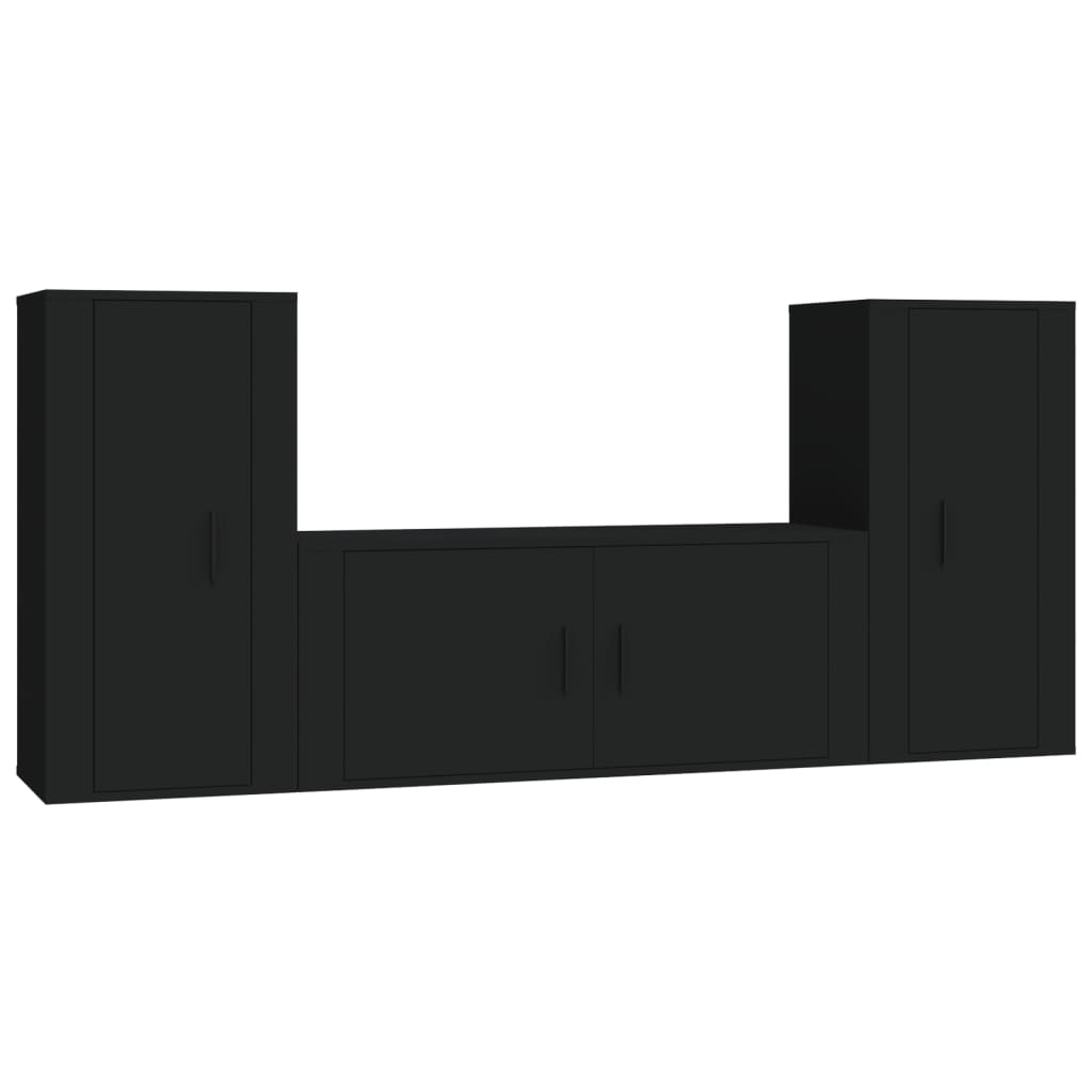3-tlg. TV-Schrank-Set Schwarz Holzwerkstoff