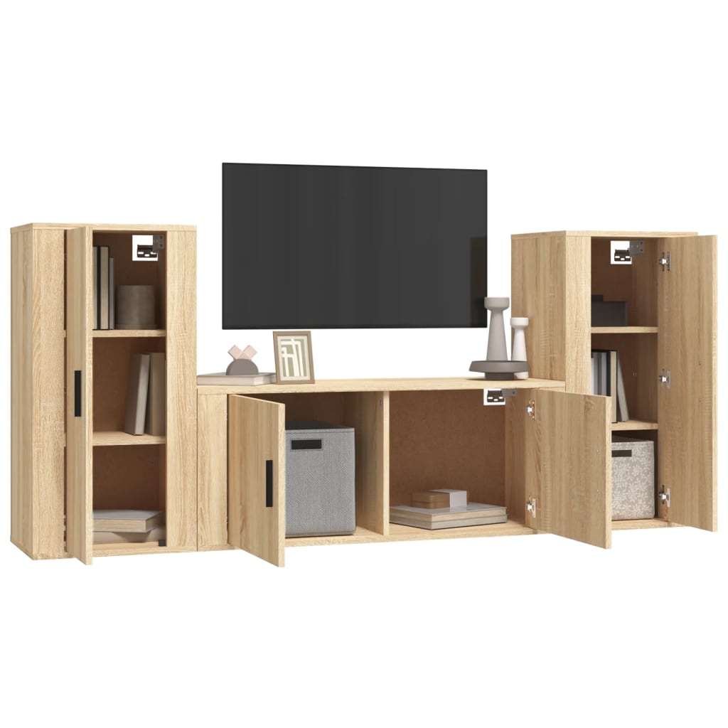 3-tlg. TV-Schrank-Set Sonoma-Eiche Holzwerkstoff