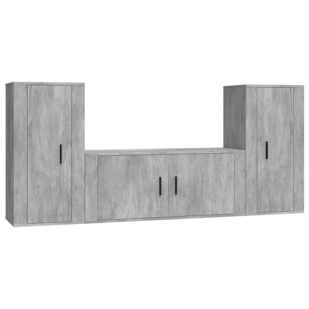 3-tlg. TV-Schrank-Set Betongrau Holzwerkstoff