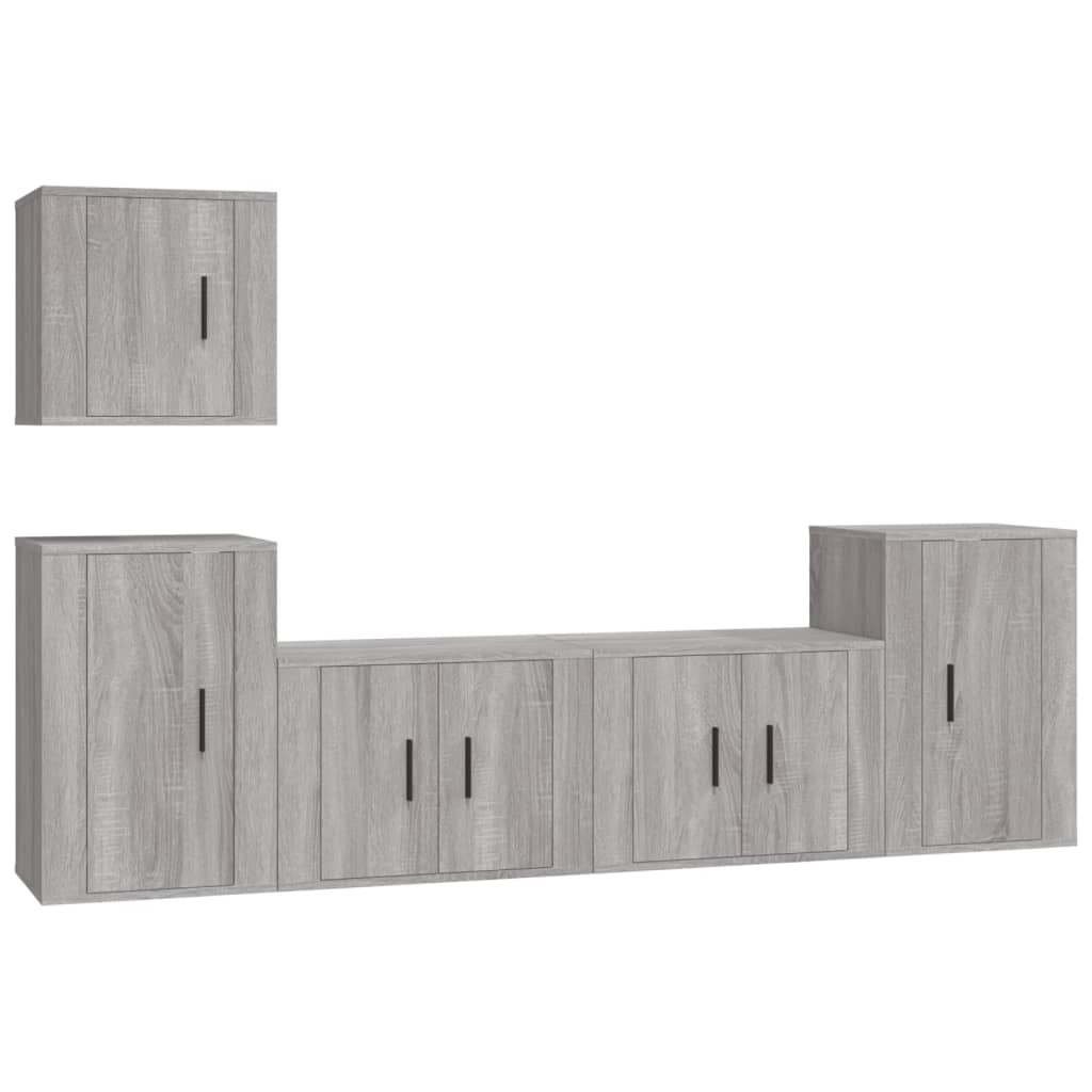 5-tlg. TV-Schrank-Set Grau Sonoma Holzwerkstoff