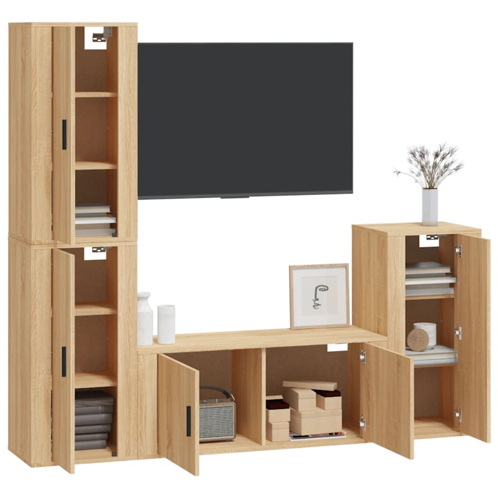 4-tlg. TV-Schrank-Set Sonoma-Eiche Holzwerkstoff