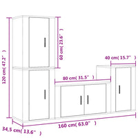 Thumbnail for 4-tlg. TV-Schrank-Set Räuchereiche Holzwerkstoff