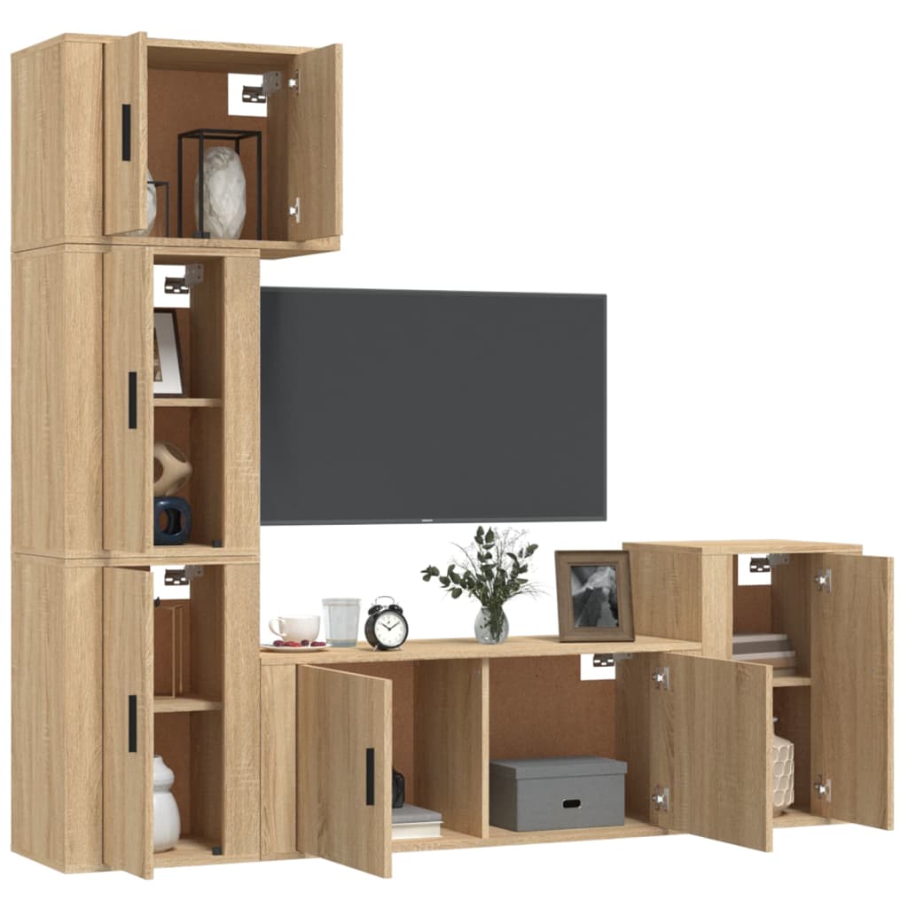 5-tlg. TV-Schrank-Set Sonoma-Eiche Holzwerkstoff