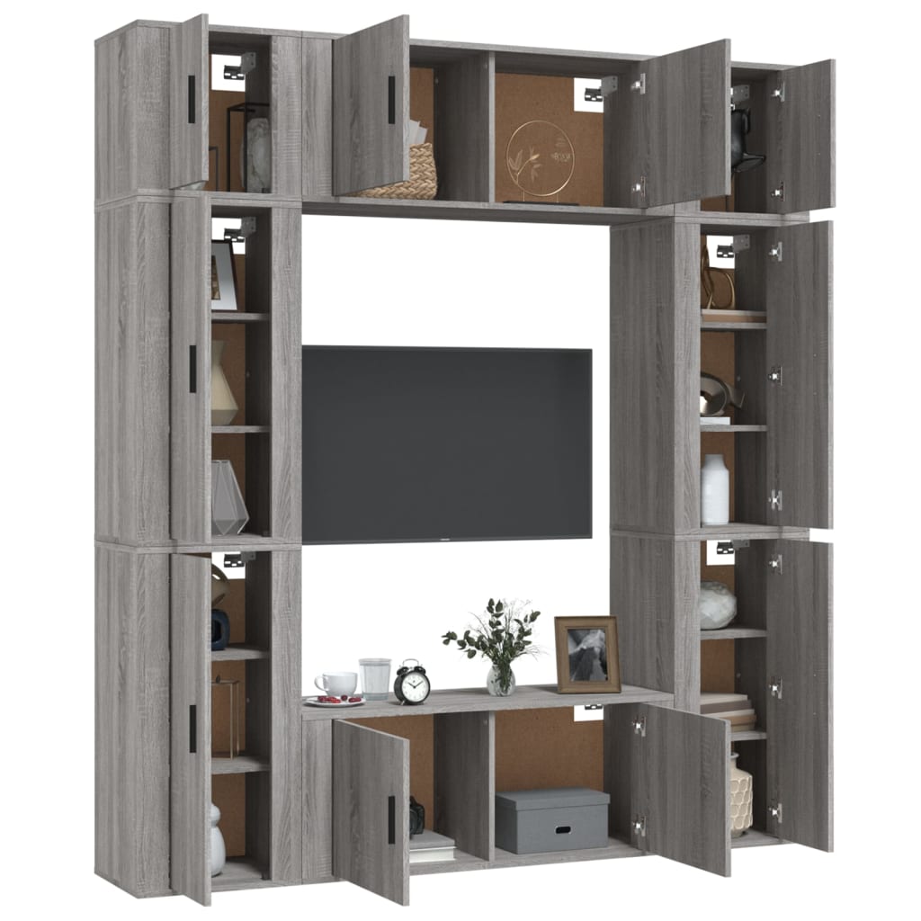 8-tlg. TV-Schrank-Set Grau Sonoma Holzwerkstoff